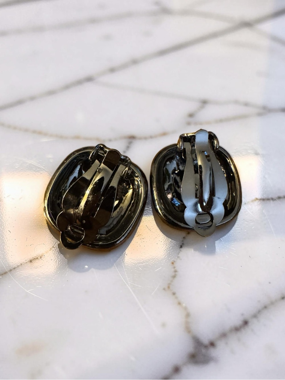 Liz Claiborne Paved Black Rhinestone Clip-on Earrings - Picture 3 of 4